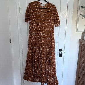 Daughters of India Chaya tiered Maxi in Chai NWOT